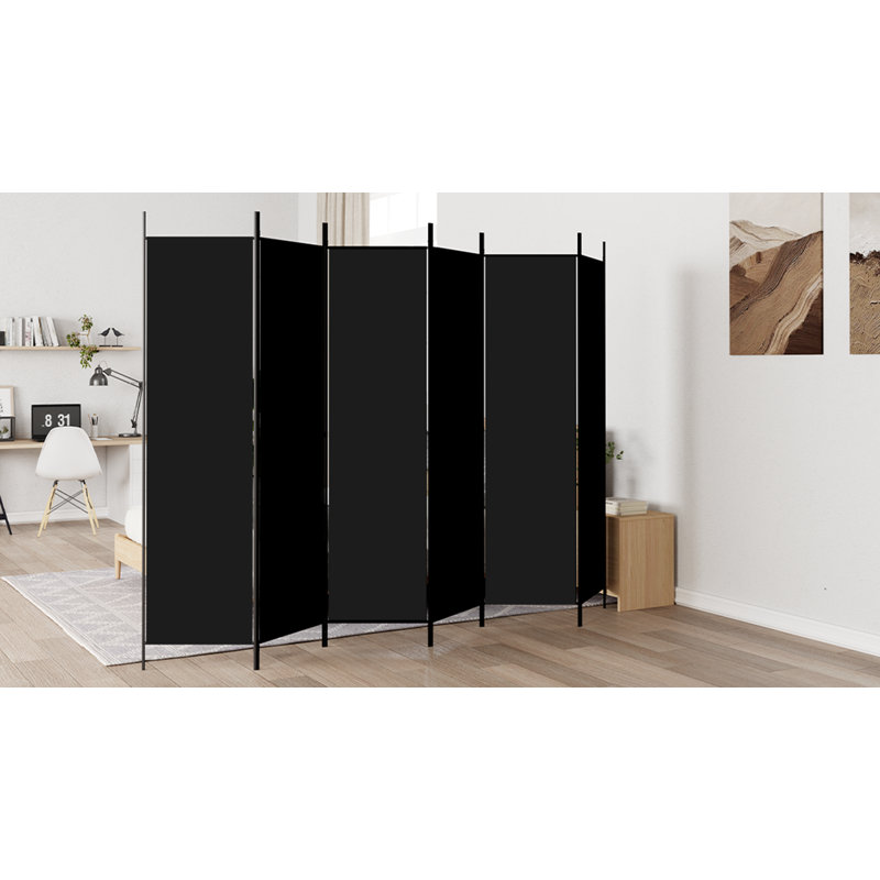 Kasimir Folding Room Divider, Black, 6, 300cm W x 200cm H
