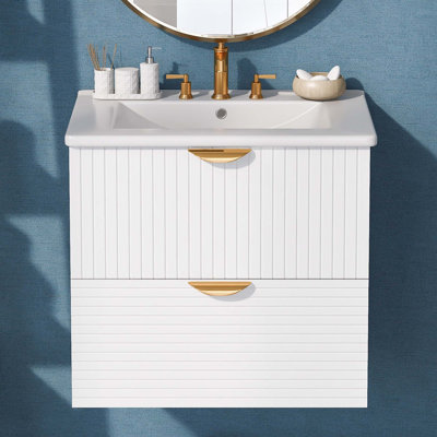 Meuble-lavabo mural moderne à 2 tiroirs