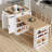 Extendable Kitchen Island With Drawers, Cabinets & Open Shelves For Dining, Breakfast Bar & Tea Lounge,White-1241555483
