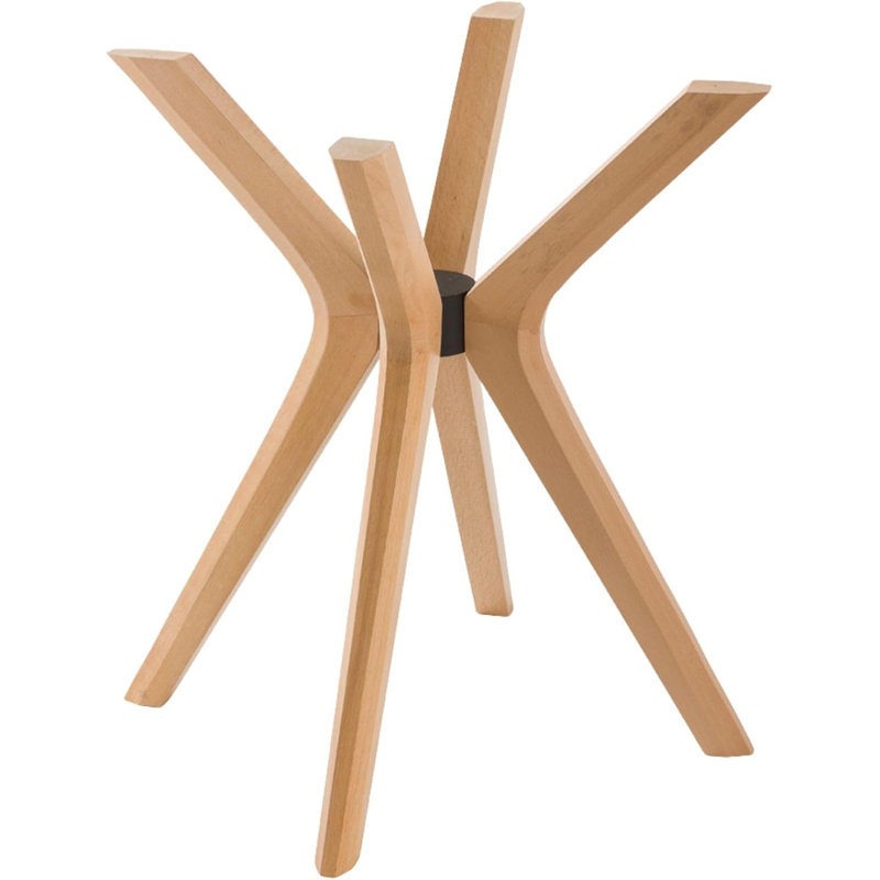 Base de table de salle à manger en bois de hêtre massif Mid-Century moderne, sans finition, avec quincaillerie d'assemblage et patins en verre