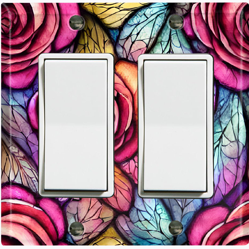Plaque murale standard colorée avec 2 fleurs colorées