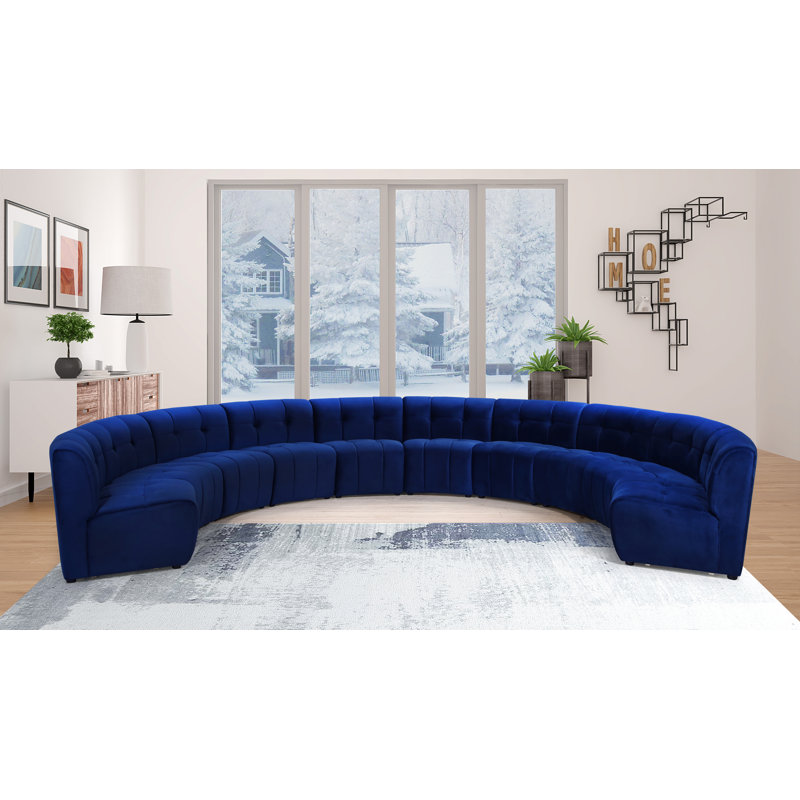 Canapé modulaire de coin symétrique en velours de 173 po de largeur Jedson, Velours marine