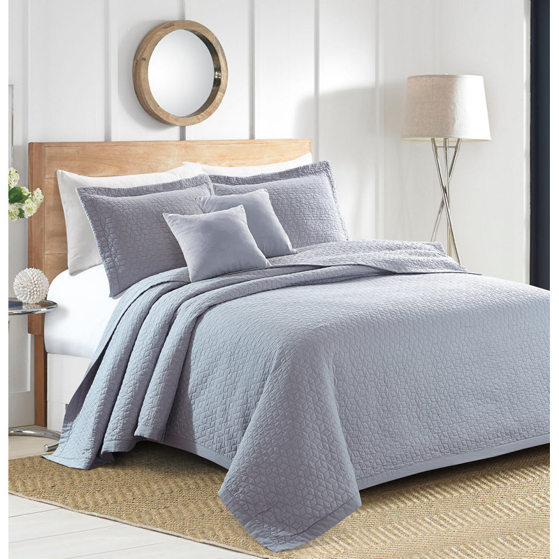Ensemble de courtepointe réversible 3 pièces , Gris clair, Courtepointe très grand + 2 taies décoratives