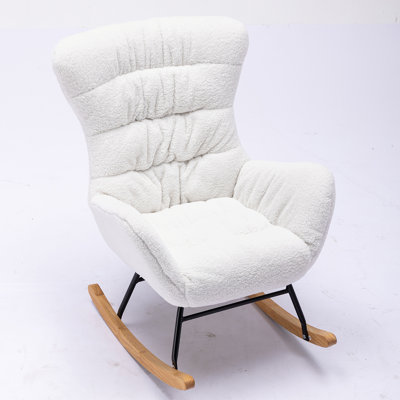 Banita Teddy Upholstered Nursery Rocking Chair With Solid Wood Legs,High Back -  George Oliver, 06D2F58F30A74C0E88DB3F9B8E6E6585