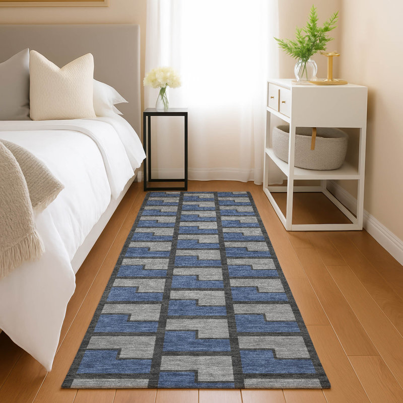 Machine Washable Indoor/Outdoor Lipman ACN2416 Geometric Rug, Runner 2'3" x 7'6"
