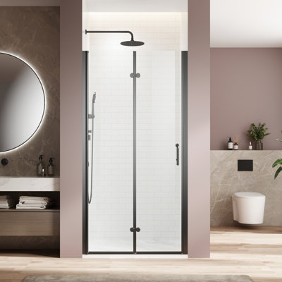 Porte de douche réglable - 1/4 po en verre trempé imperméable noir mat