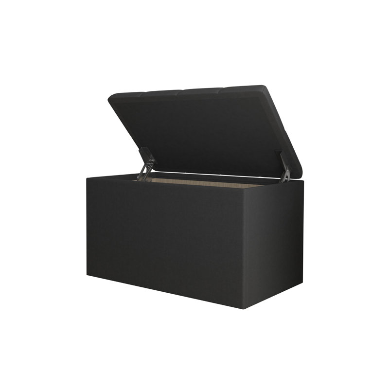 Hamman Velvet Ottoman, 18.5" H x 30" W x 18.5" D, Black