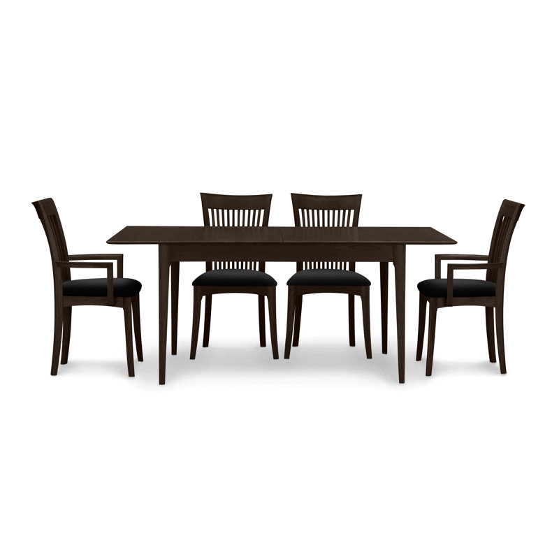 Sarah 4 - Person Solid Wood Top Four Leg Dining Set, Smoke Cherry, 30" H x 78" W x 36" D, Onyx Microsuede