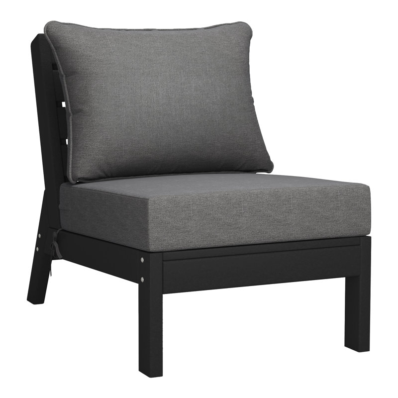 Chaise sans accoudoirs à assise profonde avec coussins, Grey, Black