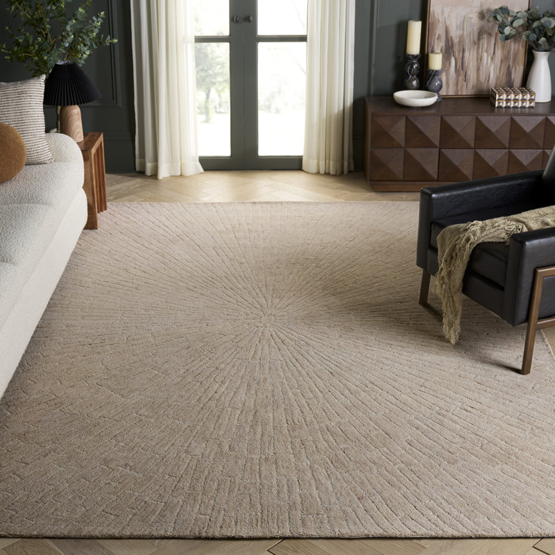 Marquee 507 Hand Tufted Wool/Cotton Starburst Rug in Brown/Beige, Rectangle 8' x 10'