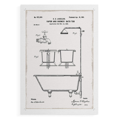 Vintage Bath II -Canvas Print Only - NOT FRAMED