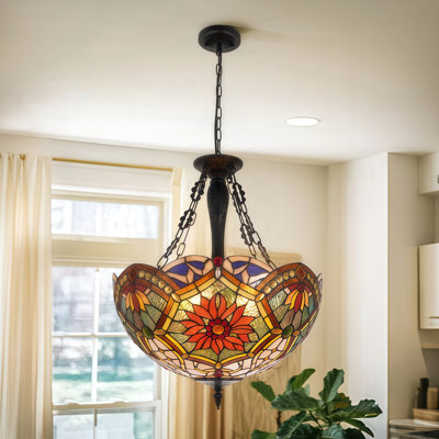 20 Inch 5-head Vintage Colored Tiffany Pendant Light
