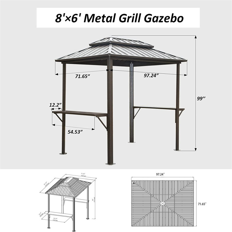 Grill Gazebo 8' × 6', Brown