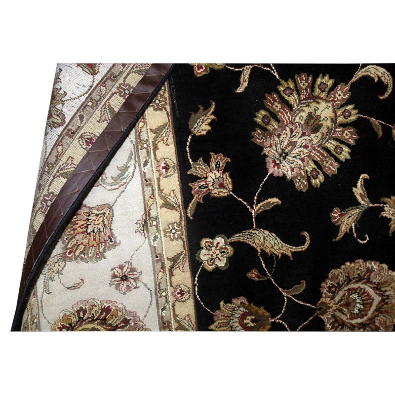 Tapis beige / noir / bleu clair noué à la main