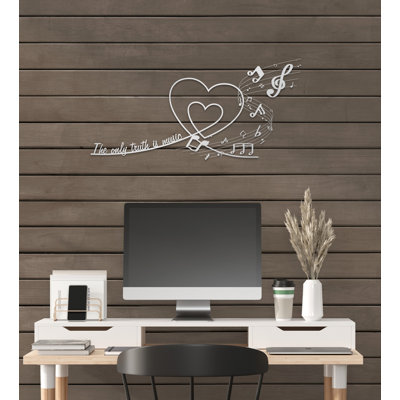 Customized Heart & Music Love Metal Wall Art Abstract Decor With The Special Text For The Best Gift