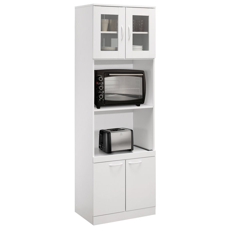 Danbury Tall White Laminate Kitchen Storage Cabinet with Glass Doors