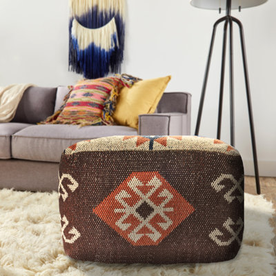 Rhine Southwestern Geometric Hand-Made Square Ottoman Pouf