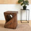 Table d'appoint Twist Shape, texture semblable au bois, couleur brun antique-1630011753
