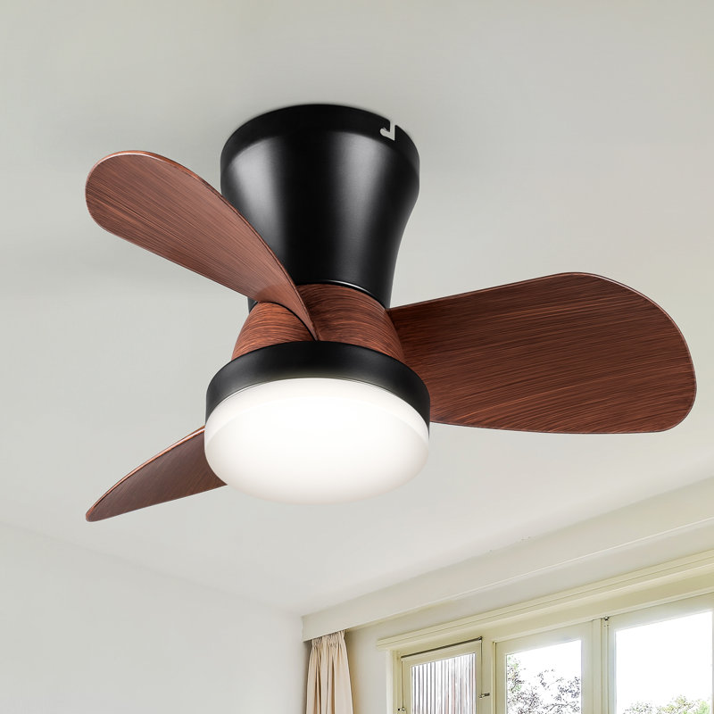 Ventilateur de plafond avec télécommande et lumière DEL, Noir / brun, 22"