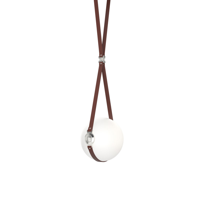 Derby Globe LED Pendant, 31" H x 10.9" W x 10" D, Polished Nickel, British Brown