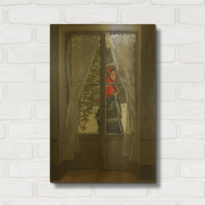 «Le mouchoir rouge» par Claude Monet, art mural en métal doré, 16 po x 24 po, 16 po x 24 po