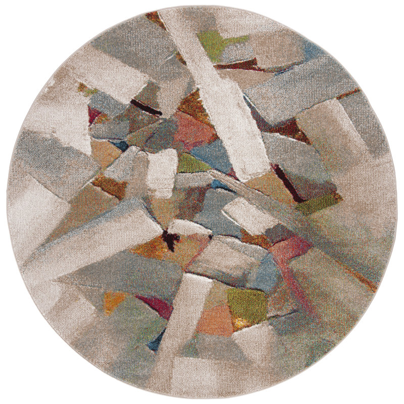 Geometric Shapes Area Rug, Round 201 cm