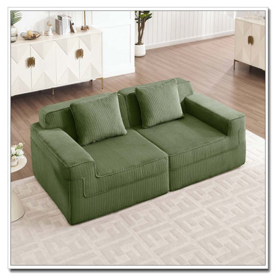 Causeuse modulaire à 2 places sans siège, canapé modulaire Cloud avec assise profonde