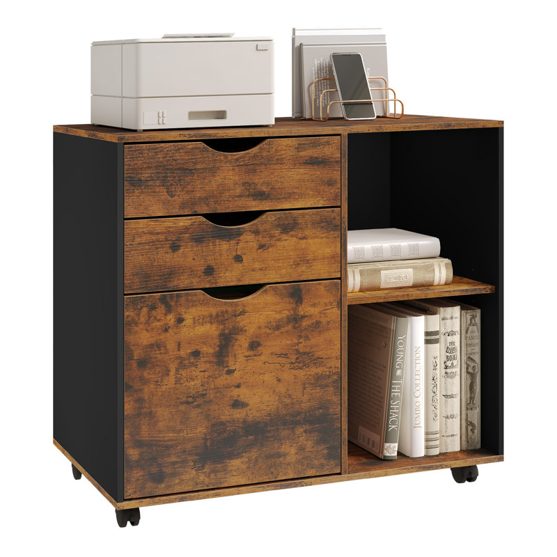 3 -Drawer Filing Storage Cabinet, Rustic Brown