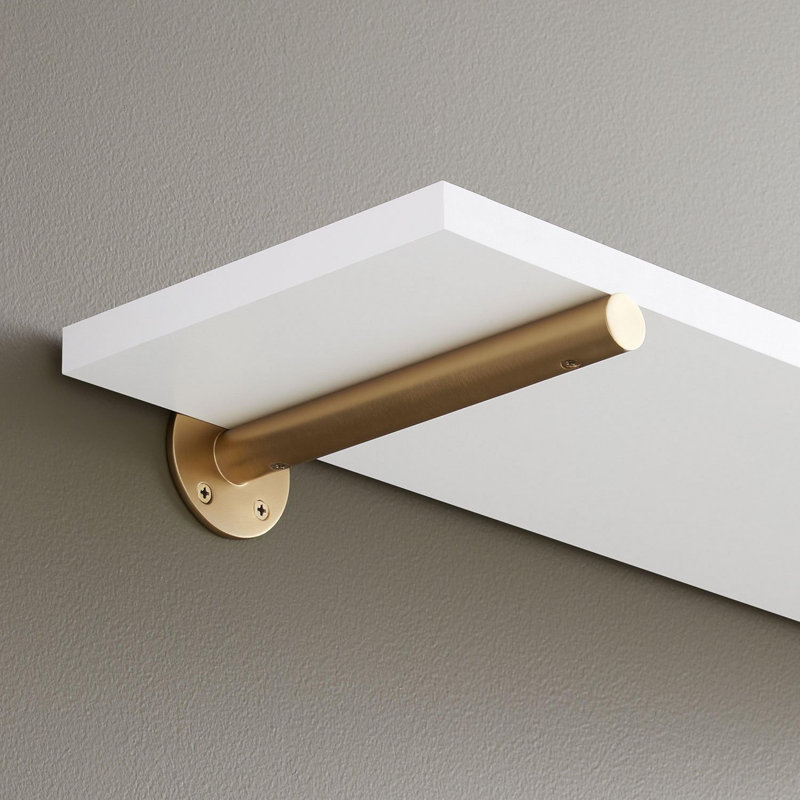 Wellston Brass Shelf Bracket, Satin Brass, 2.5" H x 8.38" W x 2.5" D
