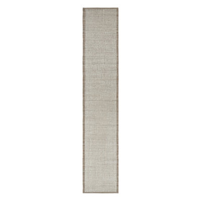 Rug & Kilim’S Extra-Long Kilim Runner Rug With White Textural Stripes And Striae