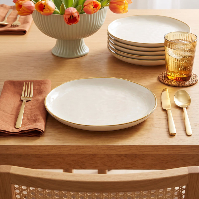 Leny 10.25'' Stoneware Dinner Plate, Vanilla White