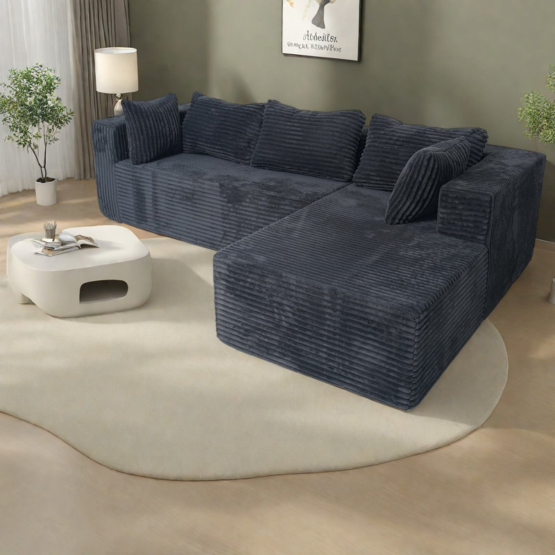 Compression Sectionals, 100 Inch Corduroy Modular Modern Home Sofa