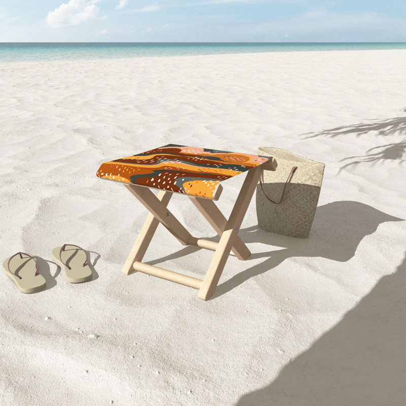 Tabouret d'appoint en bois massif Avenie, Orange/brun