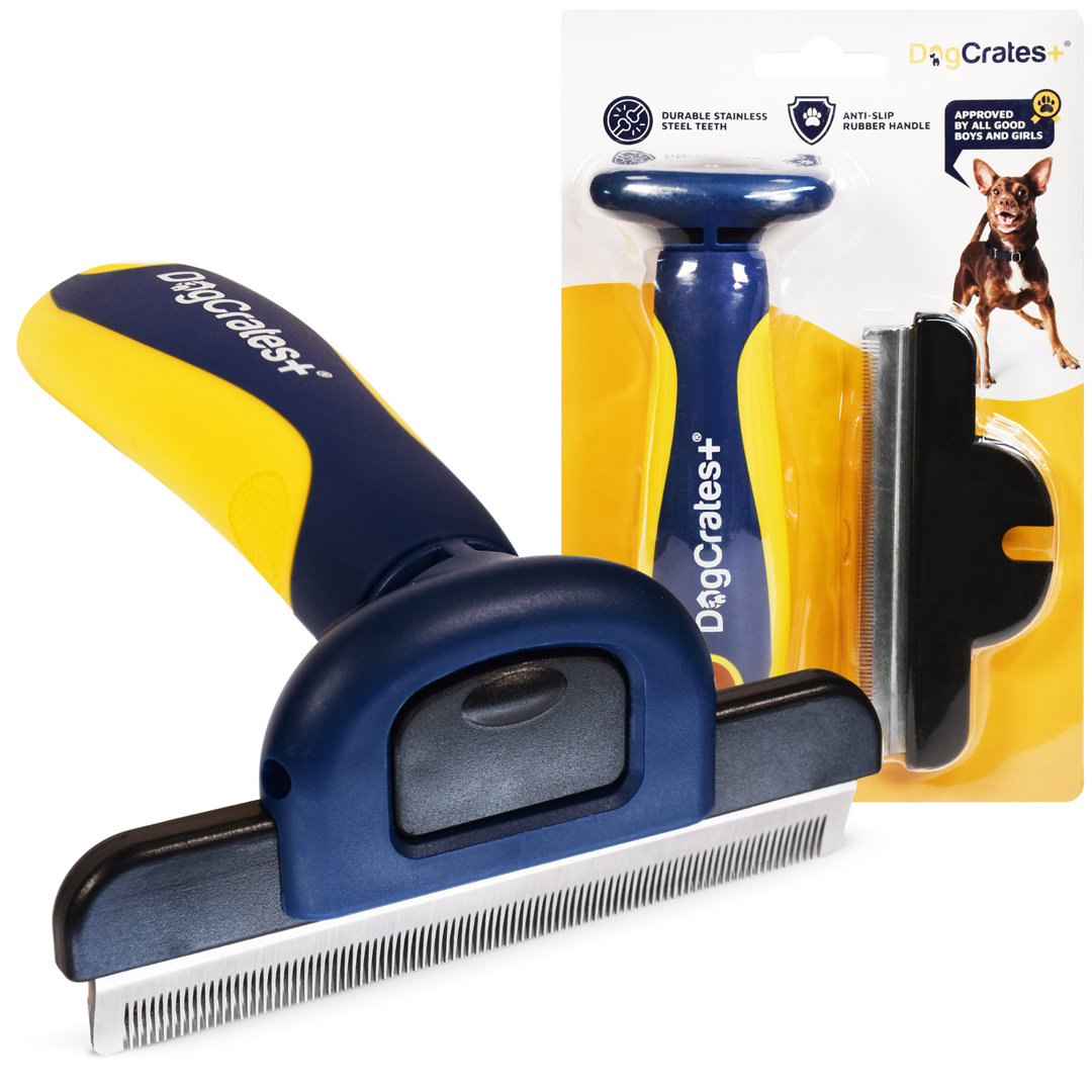 Dogcratesplus Dog Grooming Brush - Blue & Yellow / Deshedding Tool - Image 2
