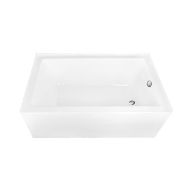 Kingston Brass Aqua Eden 60-Inch Acrylic Rectangular 3-Wall Alcove Tub, Right Hand Drain