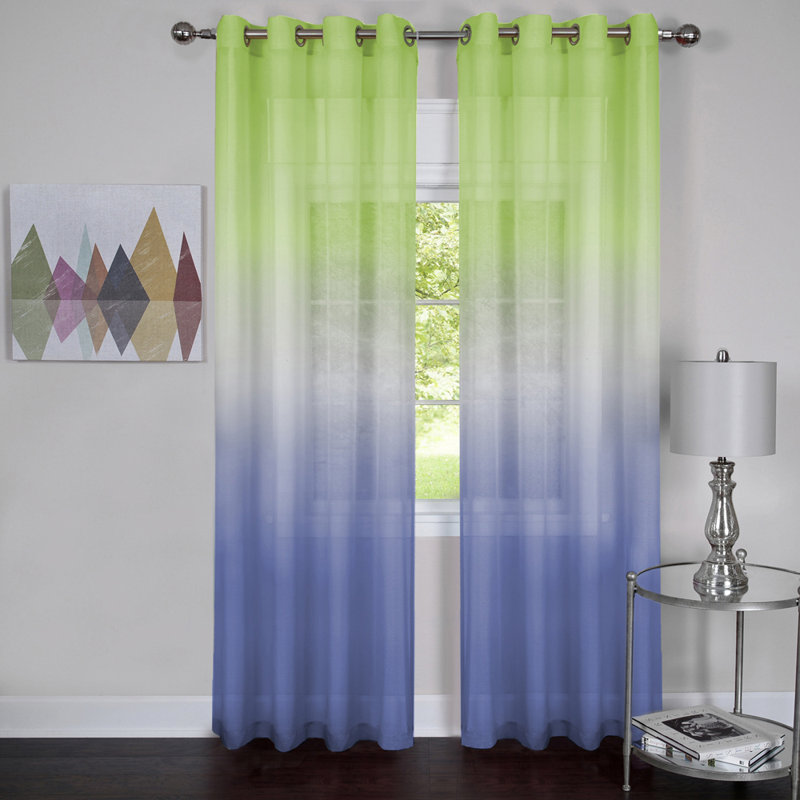 Wetherell Semi Sheer Curtain Pair, 52" W x 84" L, Green