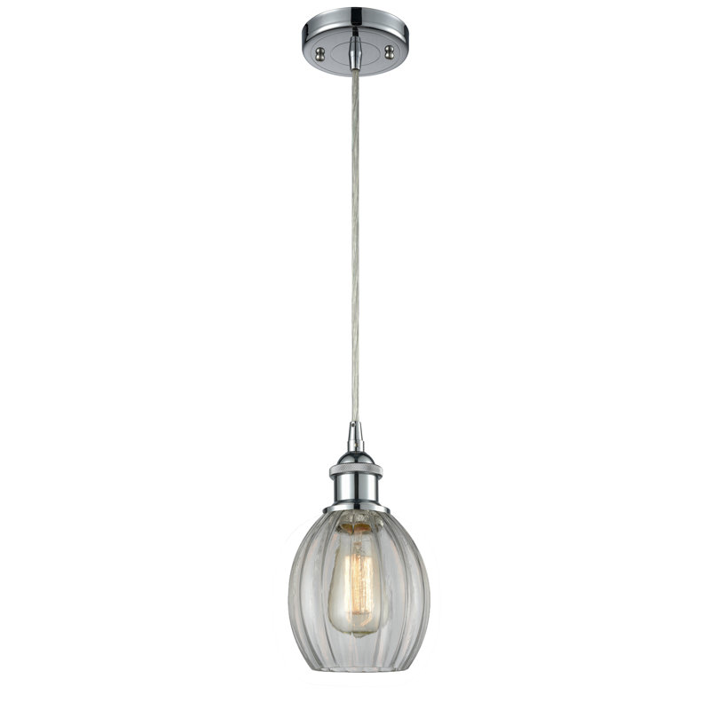 Luminaire suspendu sphérique 1 lumière Flomaton, Chrome poli, Ampoule DEL 6 watts Vinage, Transparent