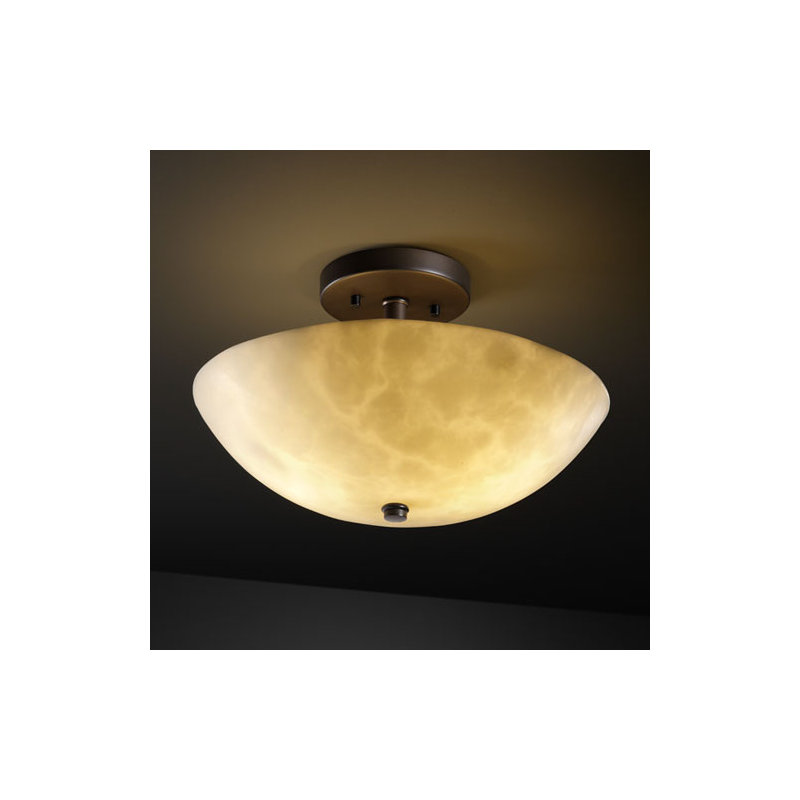Plafonnier semi-encastré 2 lumières 14 po Arkham, Bronze foncé