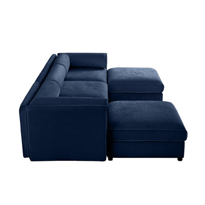 Chenille avec et rangement en bleu - 3 places en forme de U, siège cylindrique confortable et ergonomique