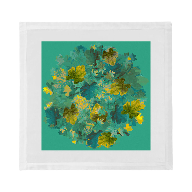Fallen Leaves Cotton Sateen Dinner Napkins, Peacock