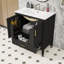 Meuble-lavabo autoportant élégant avec lavabo en céramique, rangement à fermeture en douceur et porte à double couche-130842569