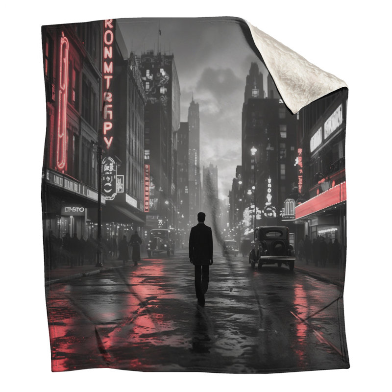 Couvertures noires et blanches Cityscape, 50 po L x 60 po H