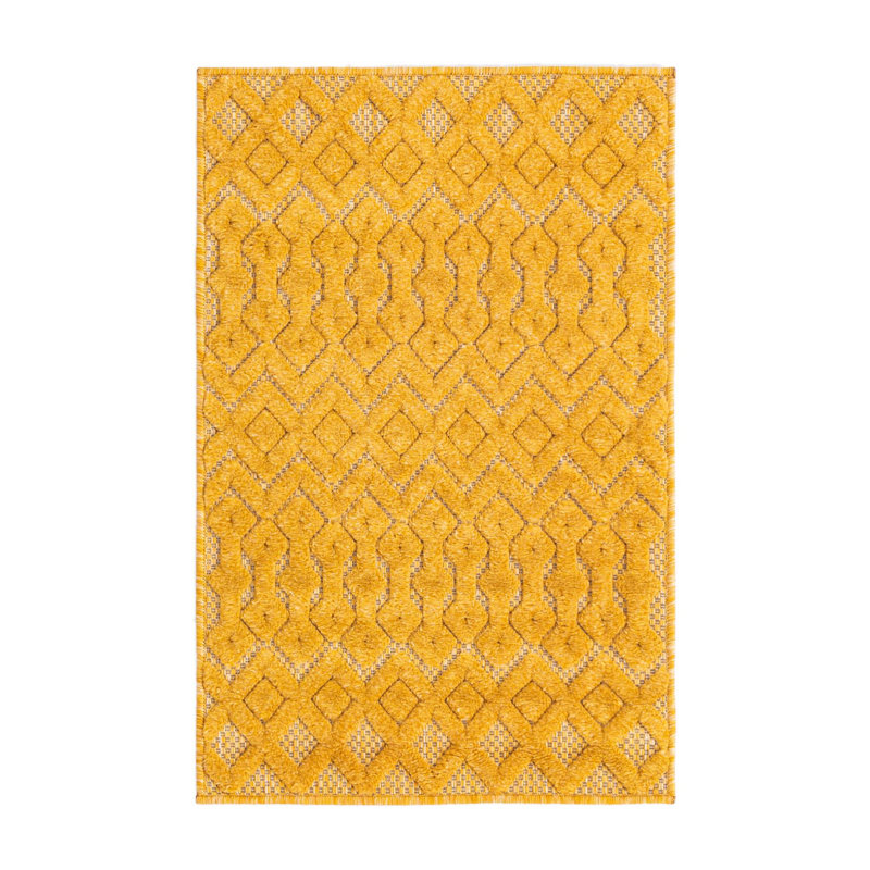 Tapis intérieur / extérieur jaune Gritton, Rectangle 2 pi x 3 pi