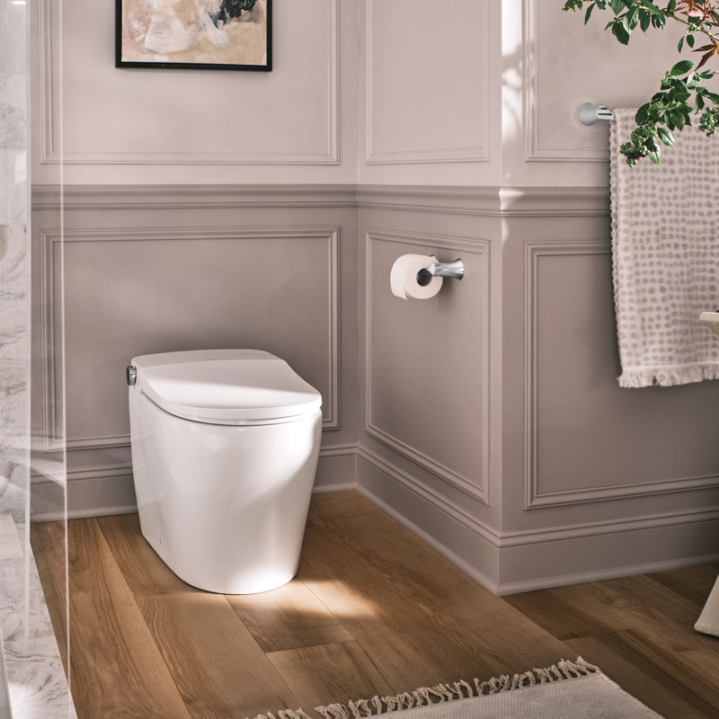 White Elongated One-Piece Smart Toilet with Remote
