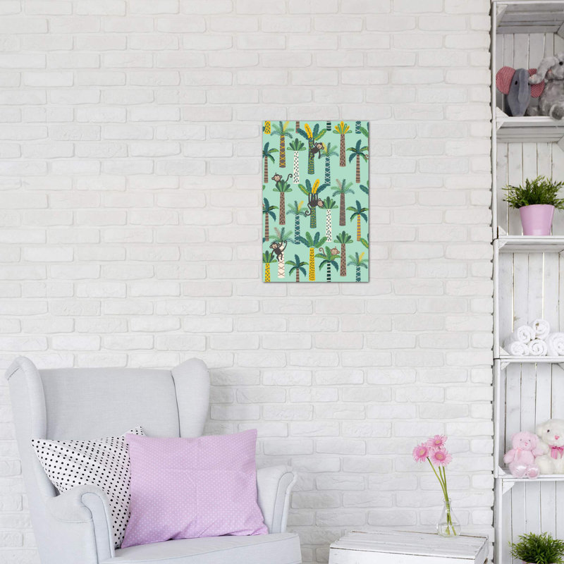 «Little Monkey IV» par Caroline Alfreds - impression d'art graphique, H 26 po x l 18 po x 1,5 po, Toile tendue, Pas de tapis