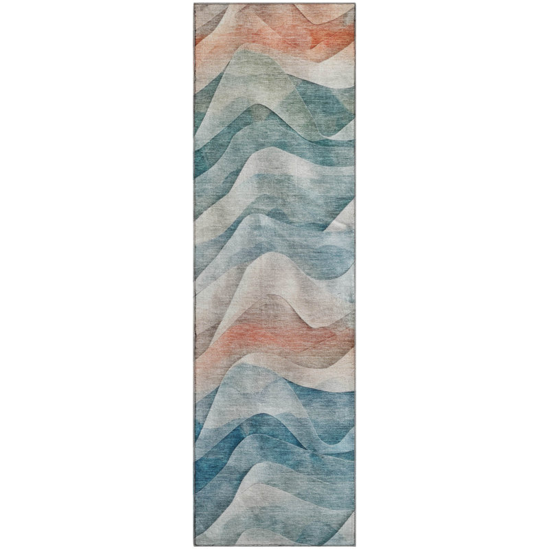Tapis de qualité supérieure lavable à la machine Floyd AMF1619 Waves, Tapis de couloir 2 pi 3 po x 7 pi 6 po
