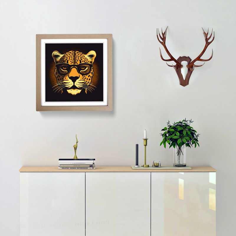 Cheetah Retro - Framed Print, Oak