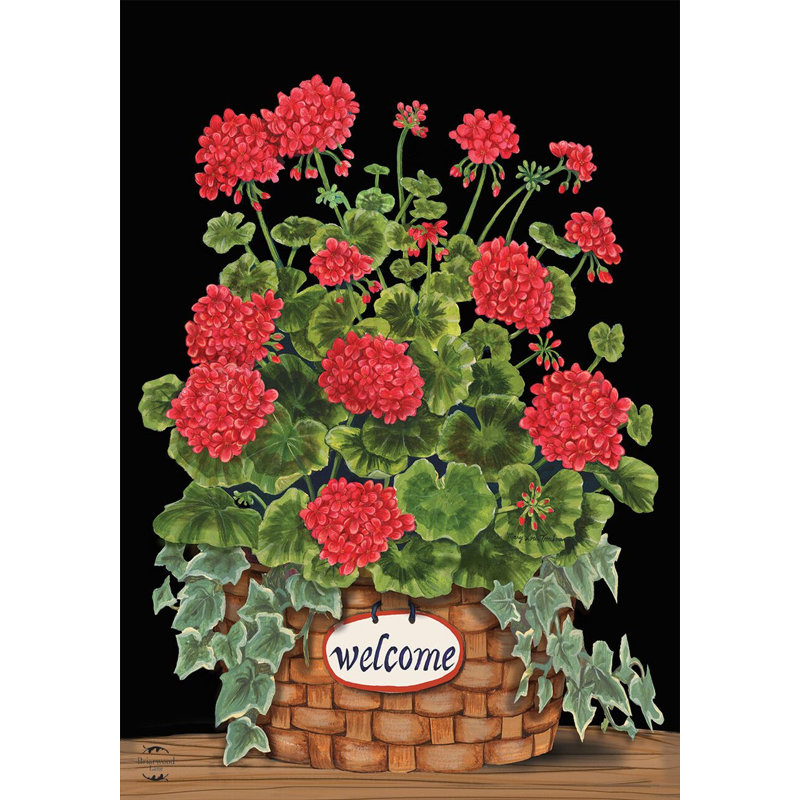 Welcome Geraniums Summer Garden Flag