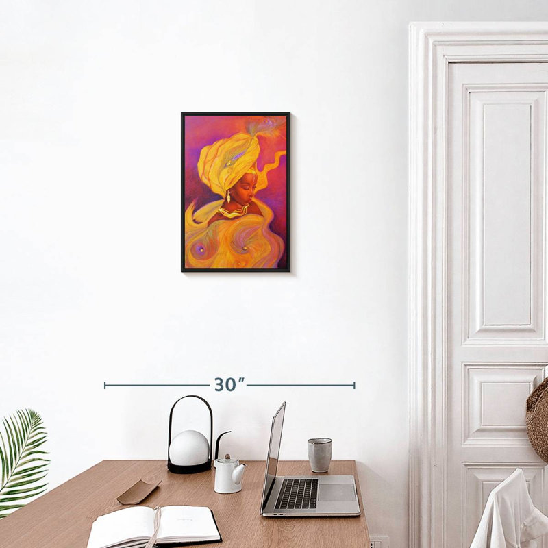 Déesse Oshun, 13 po x 19 po, Cadre flottant noir