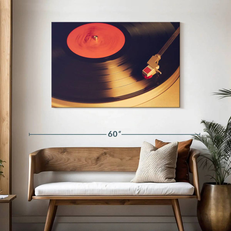 Joueur de vinyle rétro, H 30 po x l 45 po